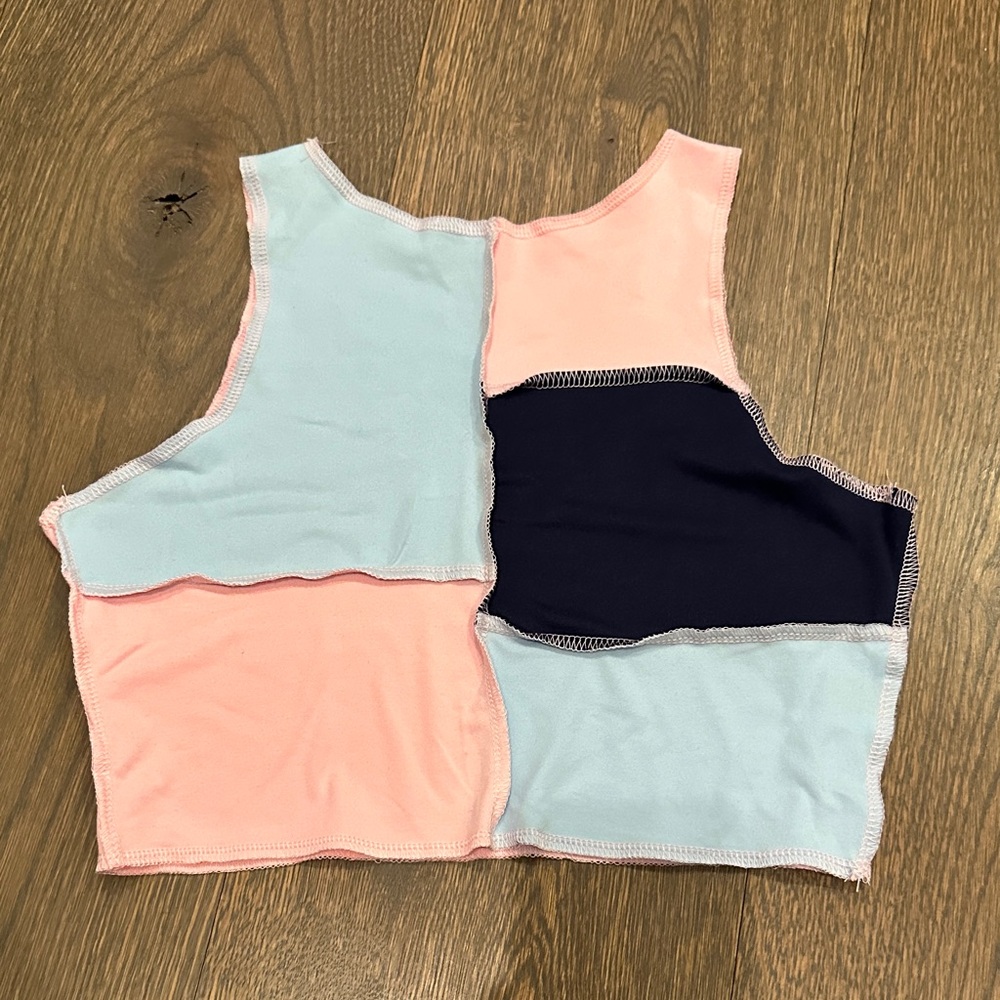 SHEIN Colorblock Crop Top - Pink, Blue, and Black